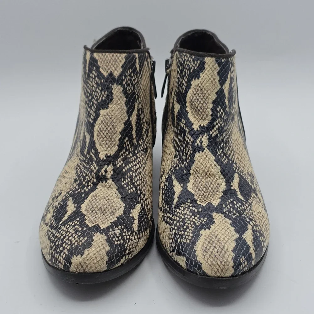 Sam Edelman‎ Boots Womens Size 6.5 Snake Print Ankle Booties Side Zip Low Heel